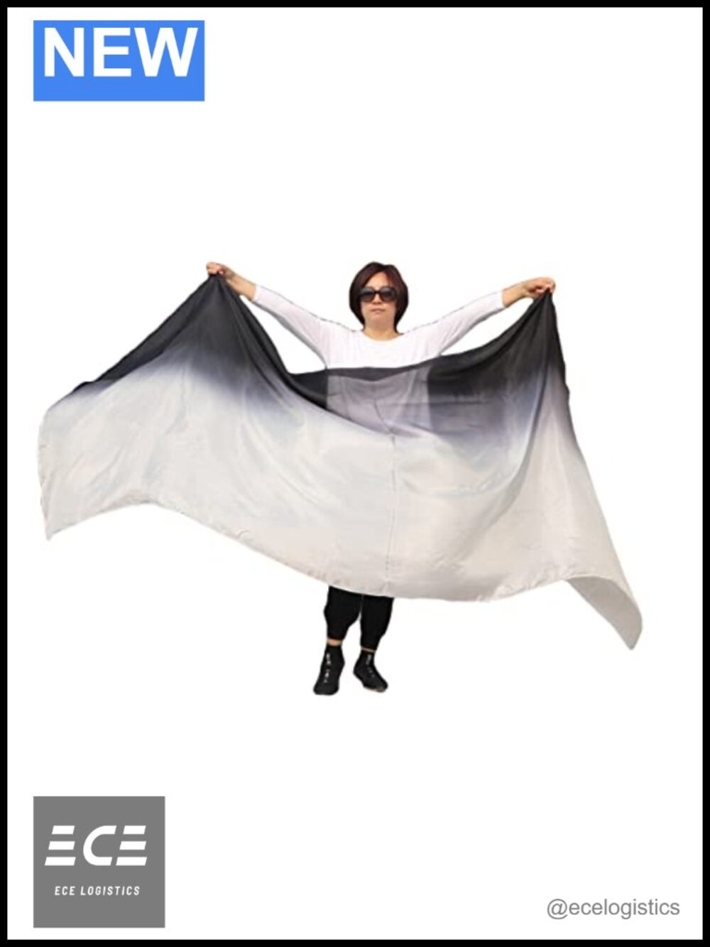 Real Silk Belly Dance Veil Handpainted Sheer Flowy 3 Yards Dance Shawl
